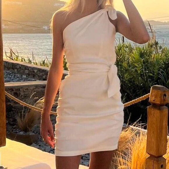 NWT ZARA ASYMMETRICAL DRESS WITH TIES - Picture 3 of 13